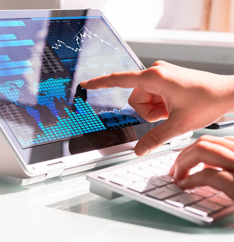 Fingers pointing to screen.